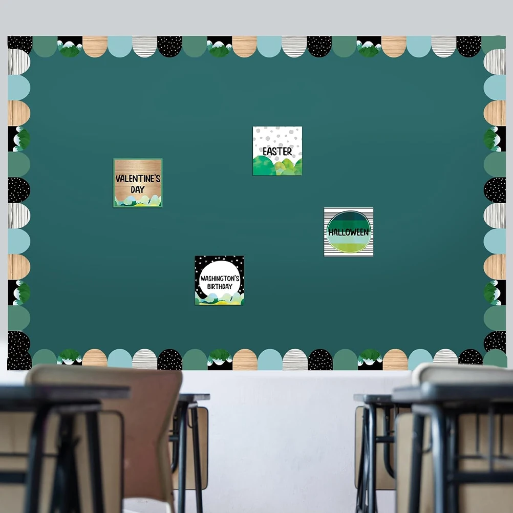 

1pcs 10M Arch Bridge Chalkboard Bulletin Board Border Sticker Minimalist Mountain Design For Classroom School Office Cork Board