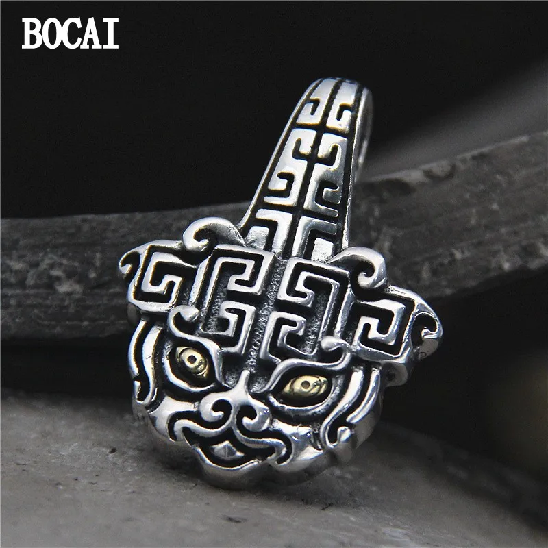 

BOCAI NEW S925 Sterling Silver Retro Domineering Personality Animal Prints Gluttony Pendants Men And Women.