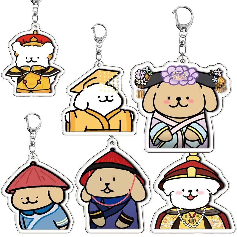 

Креативный трансформирующий древний костюм мальтийского аниме акриловый брелок забавный кавайный мультфильм щенок пары очаровательный орнамент ювелирные изделия подарок