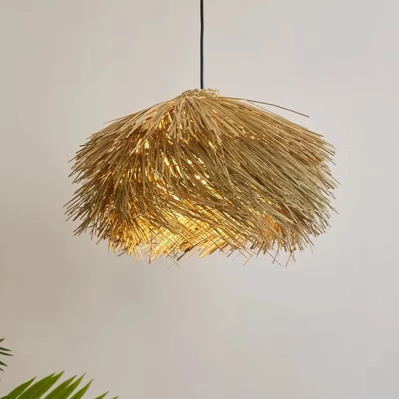 

Rattan Hand Woven Pendant Lights for Ceiling Shop Bar Grass Japan Hanging Lamp Living Room Chandelier Loft Room Decor Lustre LED