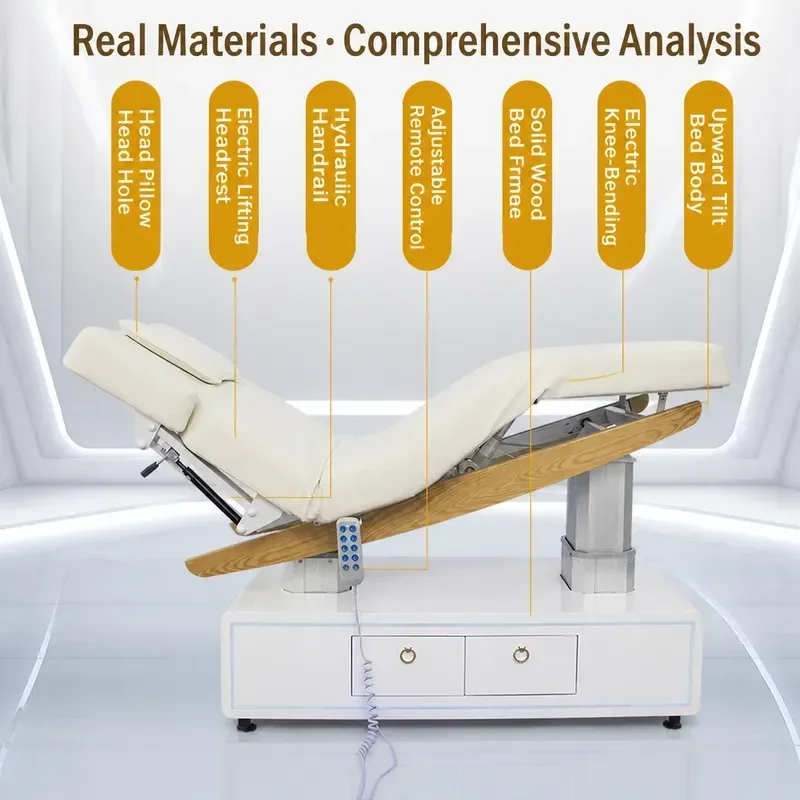 Bohore Luxury Electric Beauty Bed Multi Functional Heating Massage Bed with Integral Lift for Home and Professional Use