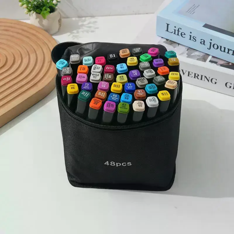 ジッパーキャンバス鉛筆バッグ大容量収納袋 24/36/48CS マーカーペン水彩ペン文具バッグ