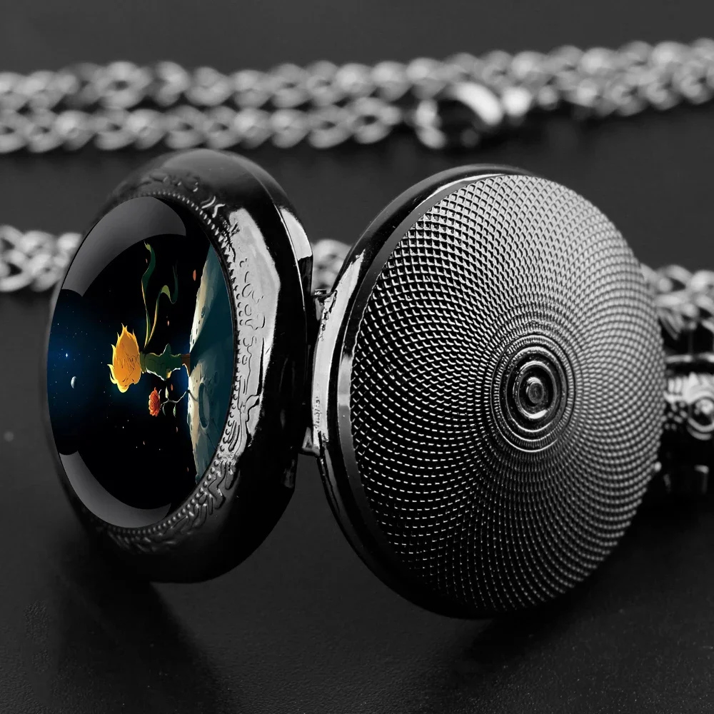 ساعة جيب على شكل قبة زجاجية من برينس آند روز مع سلسلة وقلادة كوارتز عتيقة هدية للرجال والنساء #4