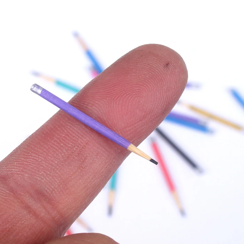 

10Pcs Dollhouse Miniature Colored Pen Mini Pencil School Supplies Model Kid Pretend Play Toy Home Decor-Toy