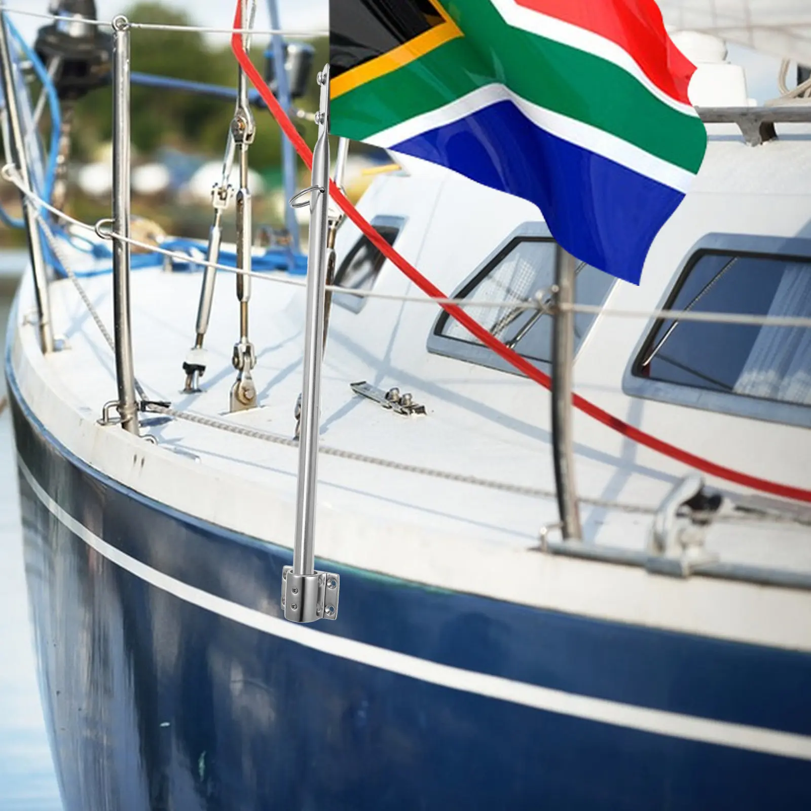 

Усиленный держатель для флагштока из нержавеющей стали для морских судов и яхт, прямоугольный, с защитой от скольжения