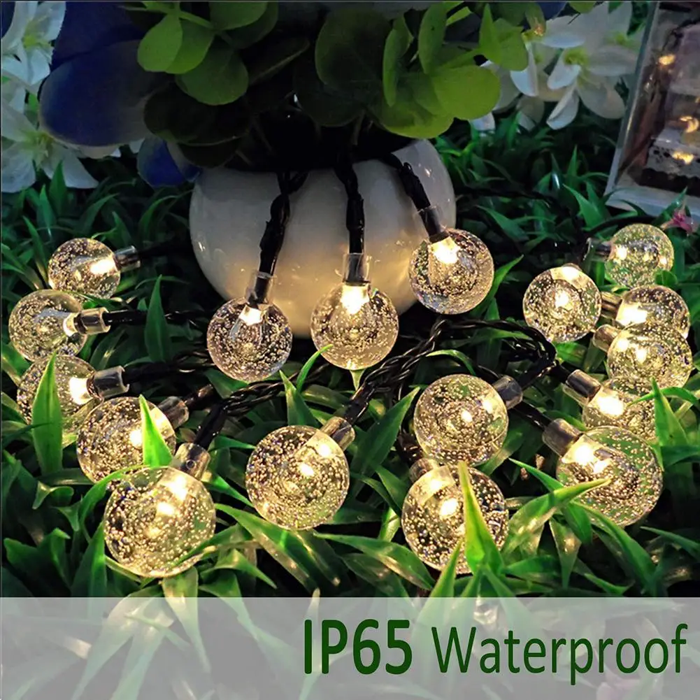 50 LEDS 10M Crystal Ball Solar Lamp Outdoor Waterproof LED Solar String Light Fairy Garlands Patio Light Garden Christmas Decor