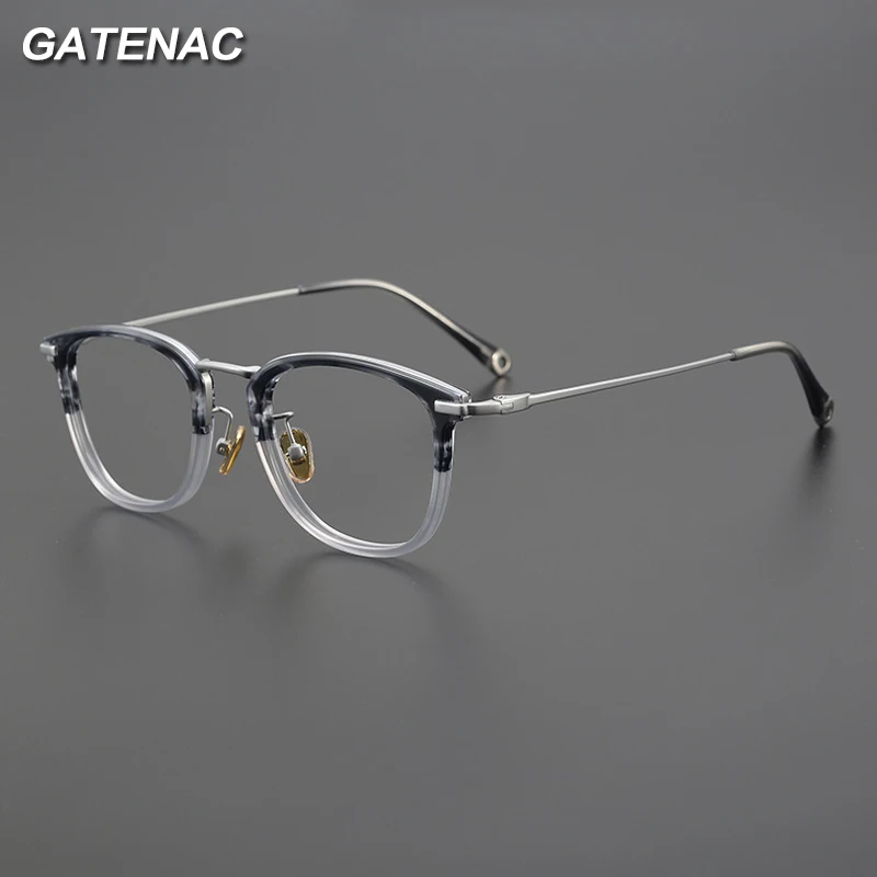 Vintage Acetate Titanium Eyeglasses Frame Men 2023 New Prescription Myopia Glasses Frame Women Designer Luxury Brand Eyewear