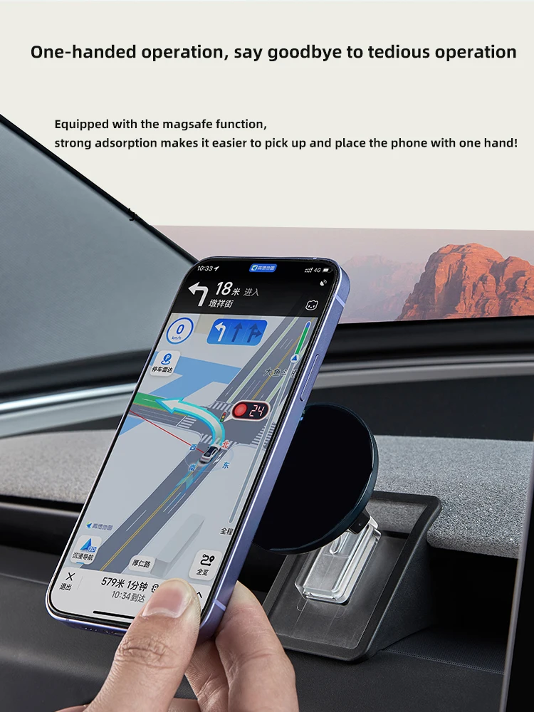 TEEQ for 2023 2024 Tesla Model3 Highland Car Phone Holder Mount Adjustable Magnetic Car Phone Support Frame Accessories