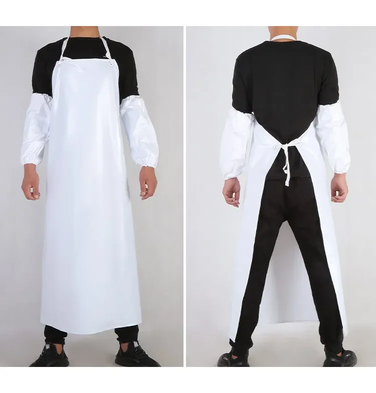 Thickened White Apron Waterproof Oil Resistant Smock PVC Industrial Acid and Alkali Resistant Wear-resistant Food Grade Apron