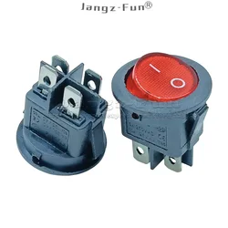 10pcs 20mm Half Round Rocker Switch 4Pins 2Position ON-OFF DPST Red Lamp Black Case Equipment Power Switches AC 6A250V 10A125V