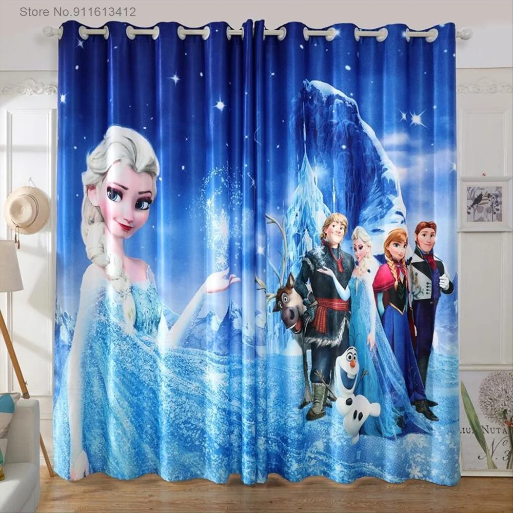 Disney Frozen Elsa Anna Princess  Blackout Curtain Panels Drapes Set Window Curtain for Bedroom Living Room Home Decor