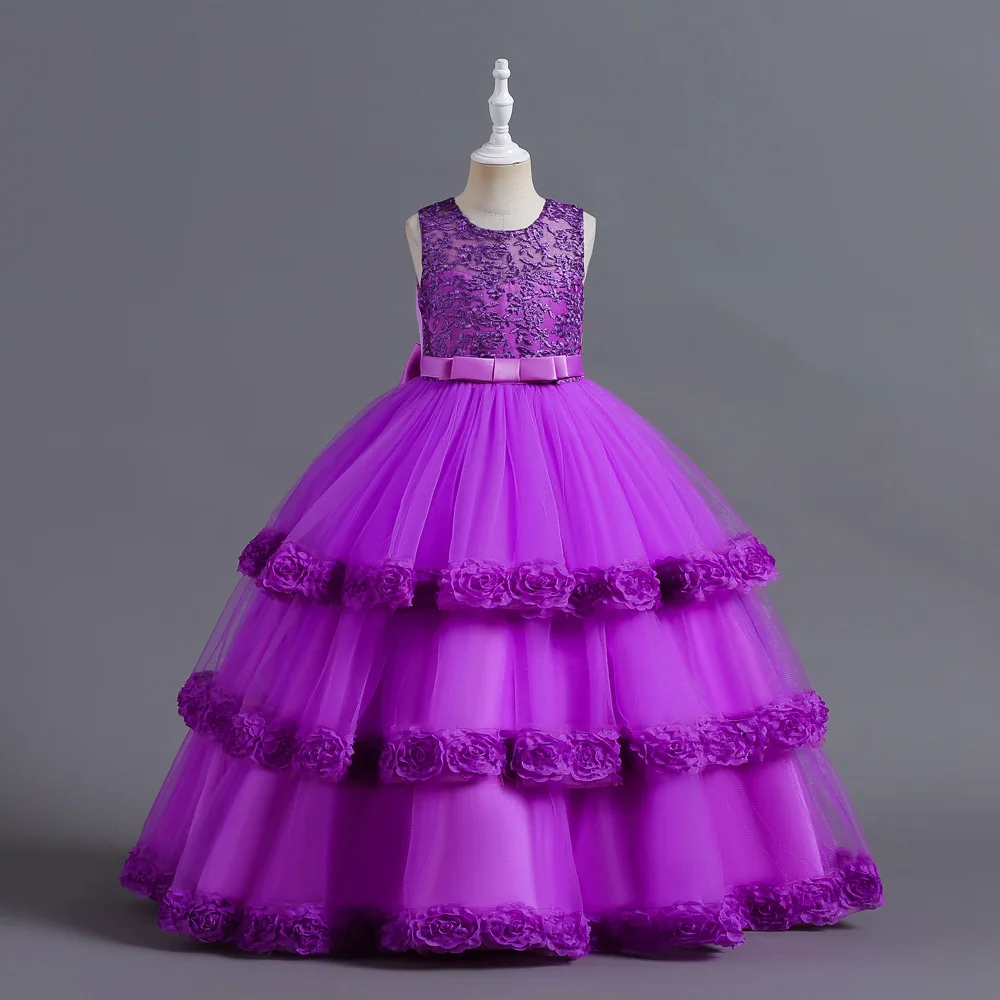 Elegant Long Evening Dress for Young Girls First Communication Holiday Party Gown Suitable for Ages 5 to 14