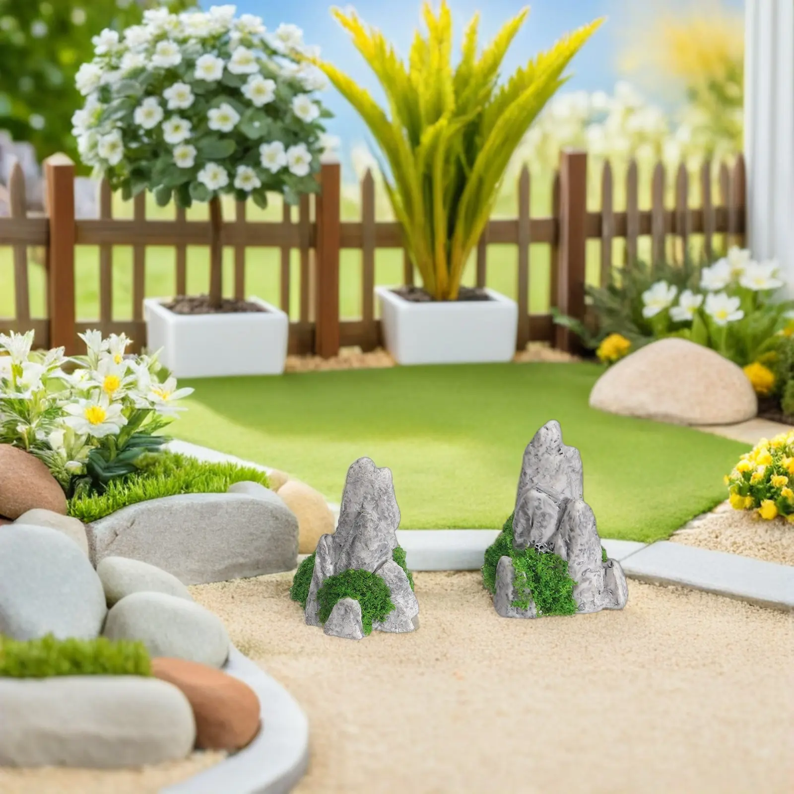 20Pcs Mini Resin Rockery Decor Artificial Mountain Landscape for Bonsai Terrarium Zen Garden Micro Landscape Aquarium Decoration