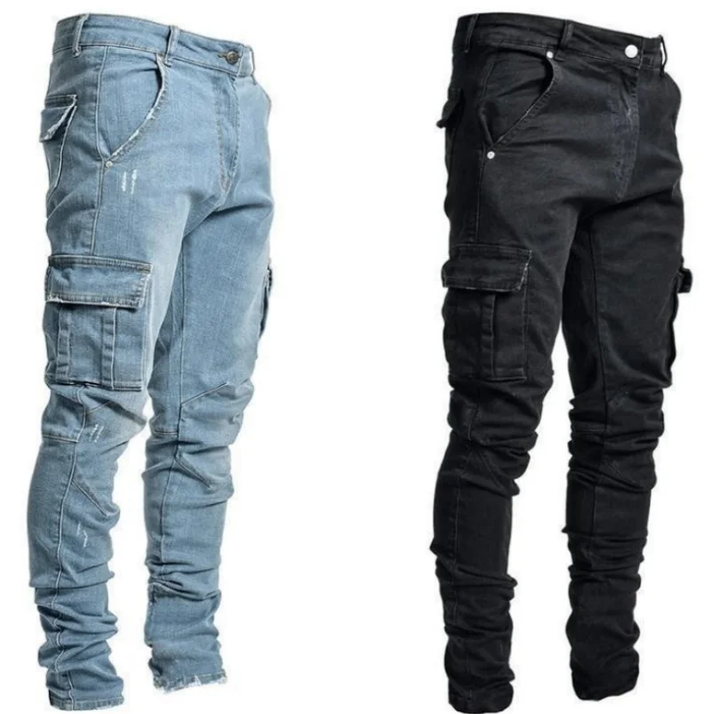 2024 Spring and Summer in Europe and The United States New Jeans Men's Side Pockets Small Feet Skinny Pants Man's Fashion Jeans