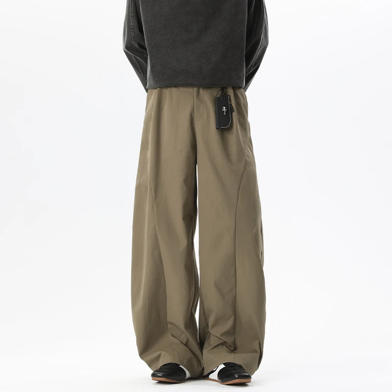 Men's Cool Streetwear Pants: All-Season Trendy Saber Cut Trousers, Loose Lightweight Fit with Sharp Silhouette for Casual Wear