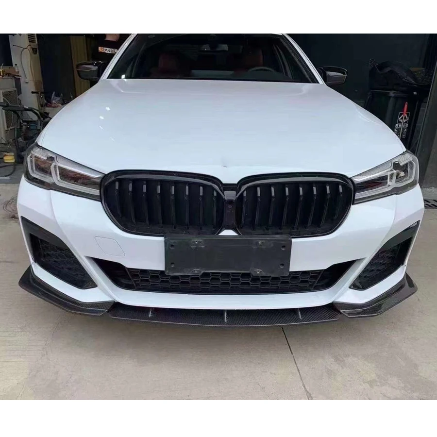 For BMW 5 Series G30 G38 530 540i 2021+ Carbon Fiber Car Front Bumper Diverter Spoiler Diffuser Front lip chin Upgrade body kit