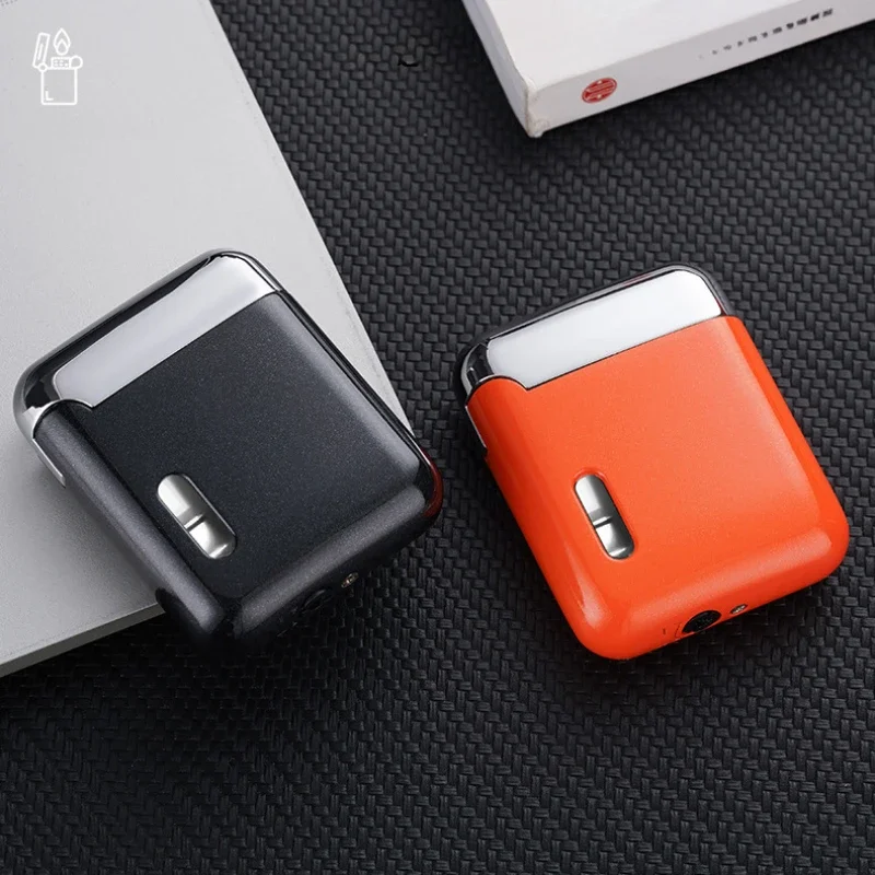 Fashionable Red Flame Gas Lighter Direct Injection Windproof Electroplating Process Compact Body