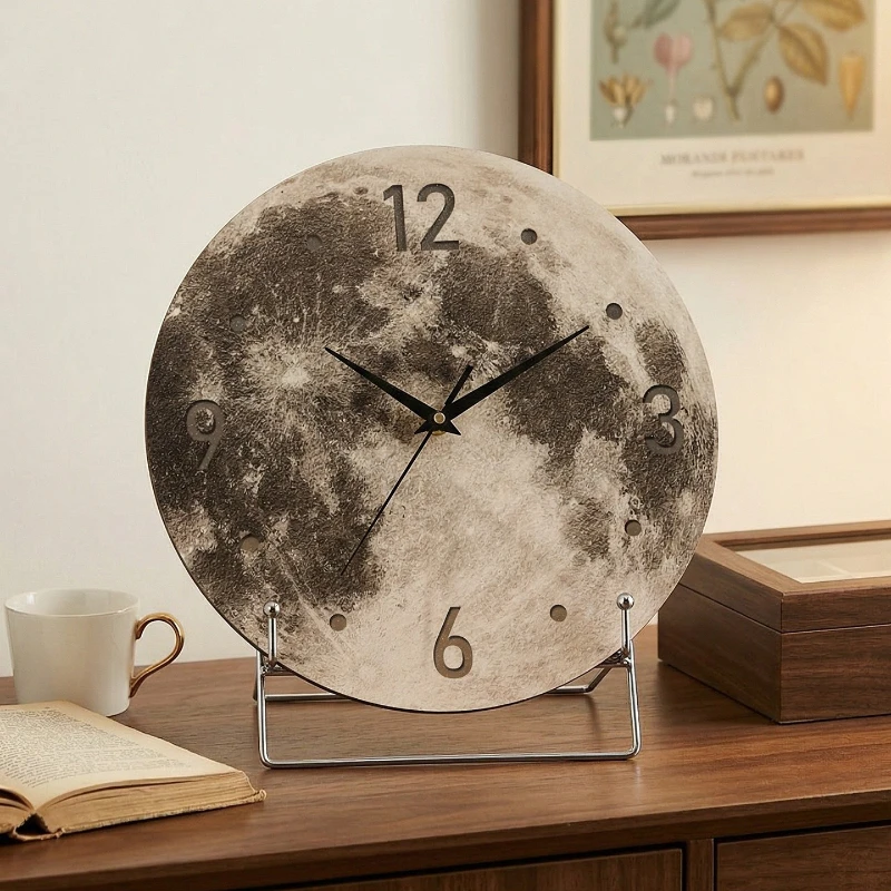 Moon Table Clock Creative Bedroom Silent Desk Clocks Creative Living Room Wall Clock Modern Luxury Decorative Hanging Clocks