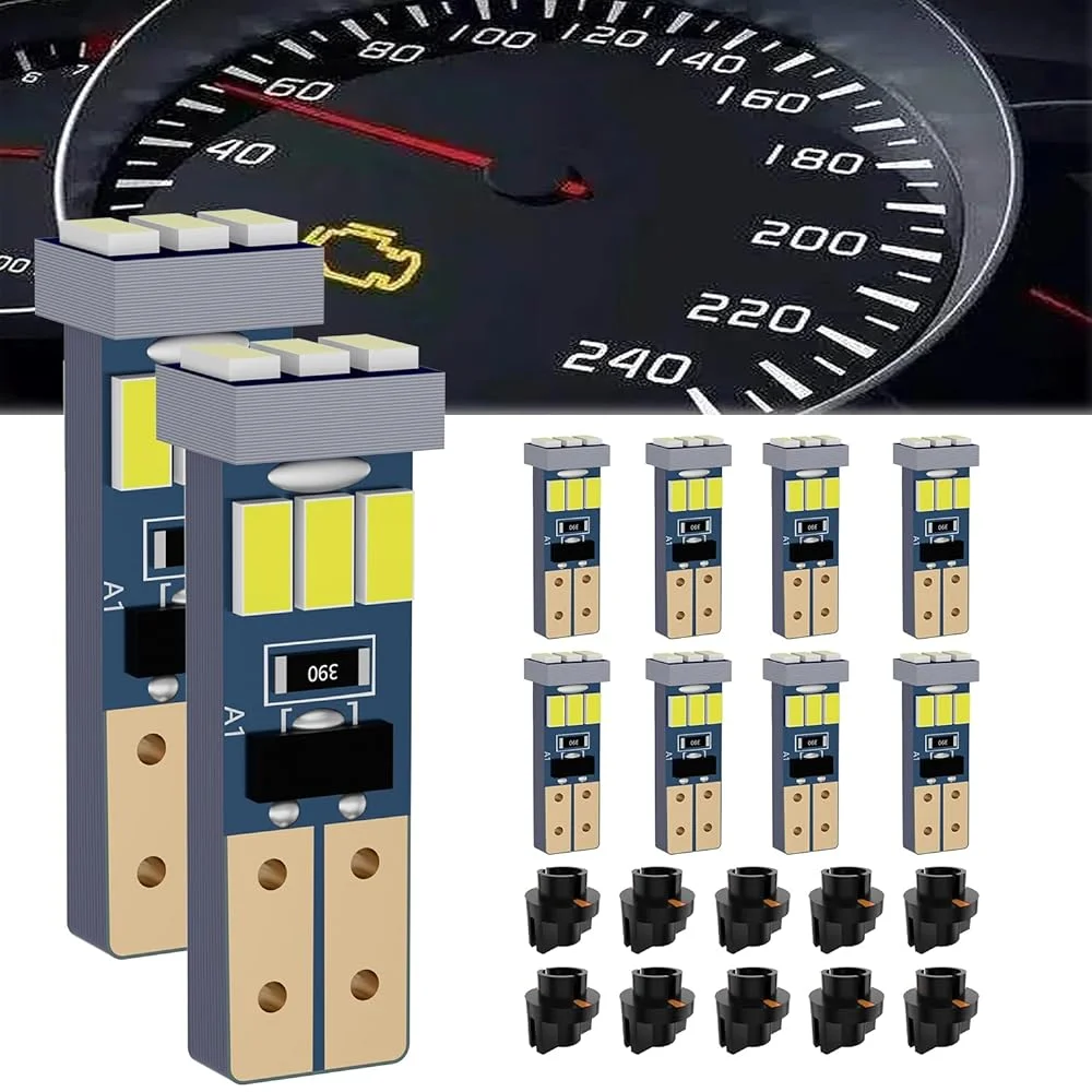 

10Pc 9smd T5 W3W W1.2W 70 73 74 Super Bright LED Bulbs Car Warning Indicator Instrument Cluster Light Auto Dashboard Gauge Lamps