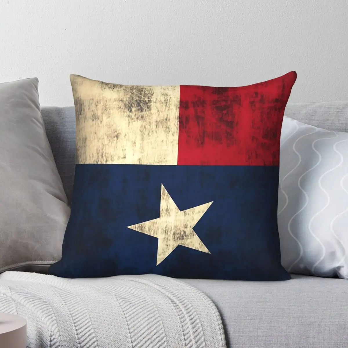 Vintage Grunge Flag Of Texas Square Pillowcase Polyester Linen Velvet Creative Zip Decorative Pillow Case Sofa Cushion Wholesale