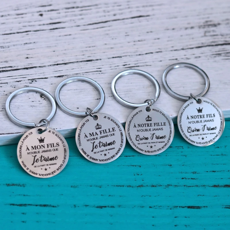 Engraved French Keychain Don'for t Forget I Love You to My Son Keychain for Birthday Graduation Gifts to My Son Keychain