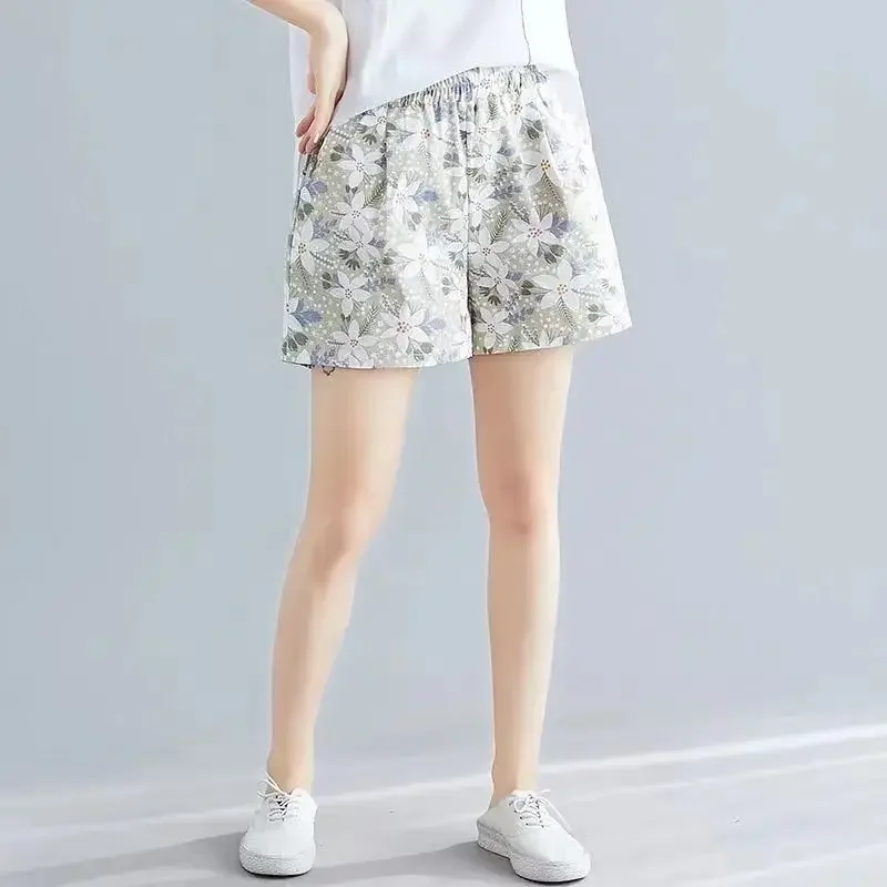 

Женские короткие брюки, шорты с эластичной резинкой на талии для женщин, домашние элегантные оптовые продажи с принтом, удобные эластичные летние эластичные летние эластичные шорты в стиле Харадзюку