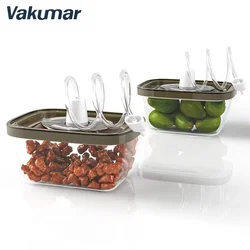 Vakumar 2PCS Glass Food Storage Containers Preserve Marinate Vacuum Sealer Airtight Storage Containers with Lids Meal Prep