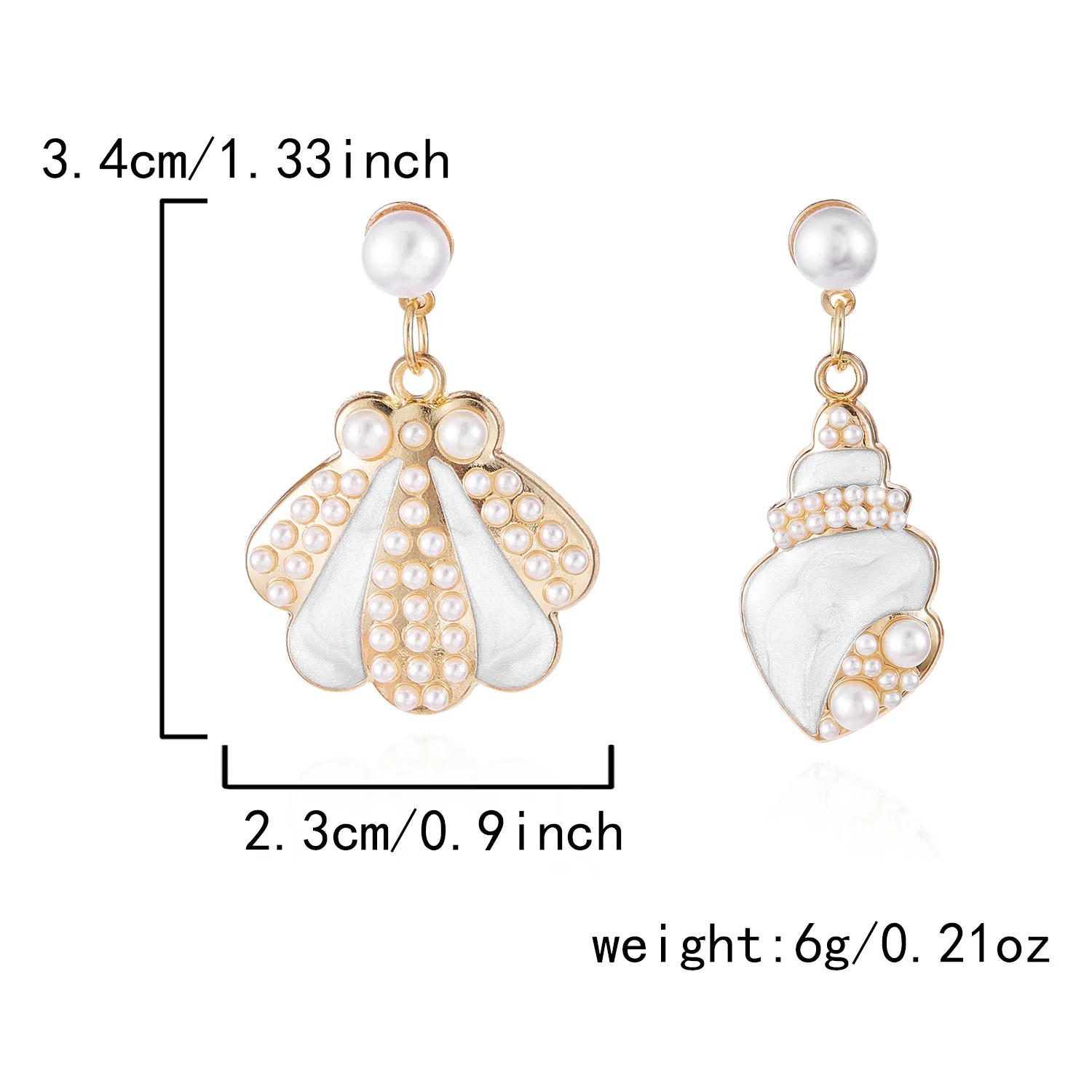 Sea Metal Starfish Shell Earrings for Women Trendy Sweet Enamel Conch Asymmetrical Dangle Earrings New Summer Beach Jewelry