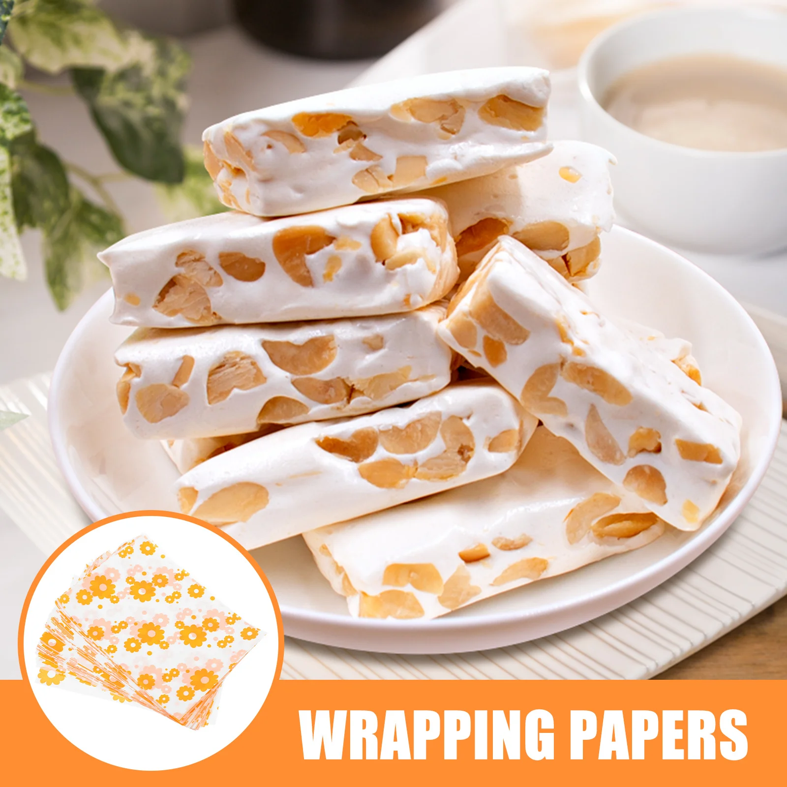 

100 Sheets Flower Pattern Candy Wrapping Paper Baking Packaging Paper for Chocolates Caramels Party Decoration