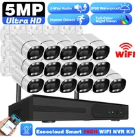 16CH 5mp Wireless Wifi Camera Security System CCTV Camera H.265 Smart Video Surveillance Kit 16CH WIFI NVR Outdoor Two-Way Audio