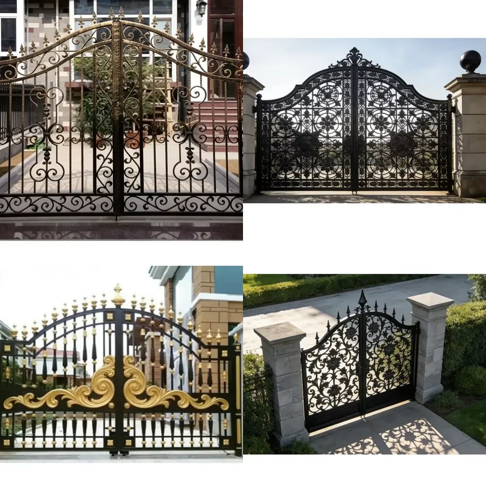 2026 Decorative Wrought Iron Galvanized Security Driveway Gates and Modern Design Eco-friendly Garden Fence China Best