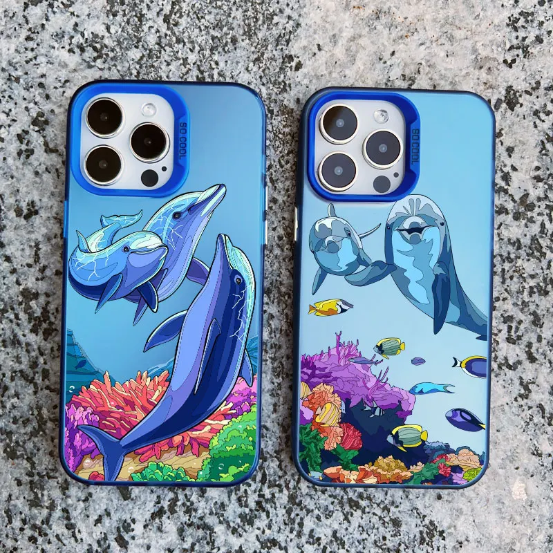 Niedliche Meerestier-Delfin-Handyhülle für iPhone 17 16 15 14 Plus Pro Max 11 12 13 Pro Max Mini Stoßfeste Laser-Rückabdeckung – Detail 7