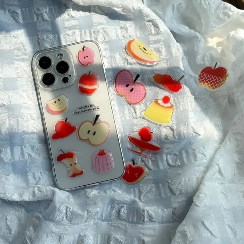 1Pc Retro Rood fruit Jelly Relief Stickers voor Telefoon Case Computer Koptelefoon Fun kinderen DIY 3D Epoxyhars Briefpapier decals