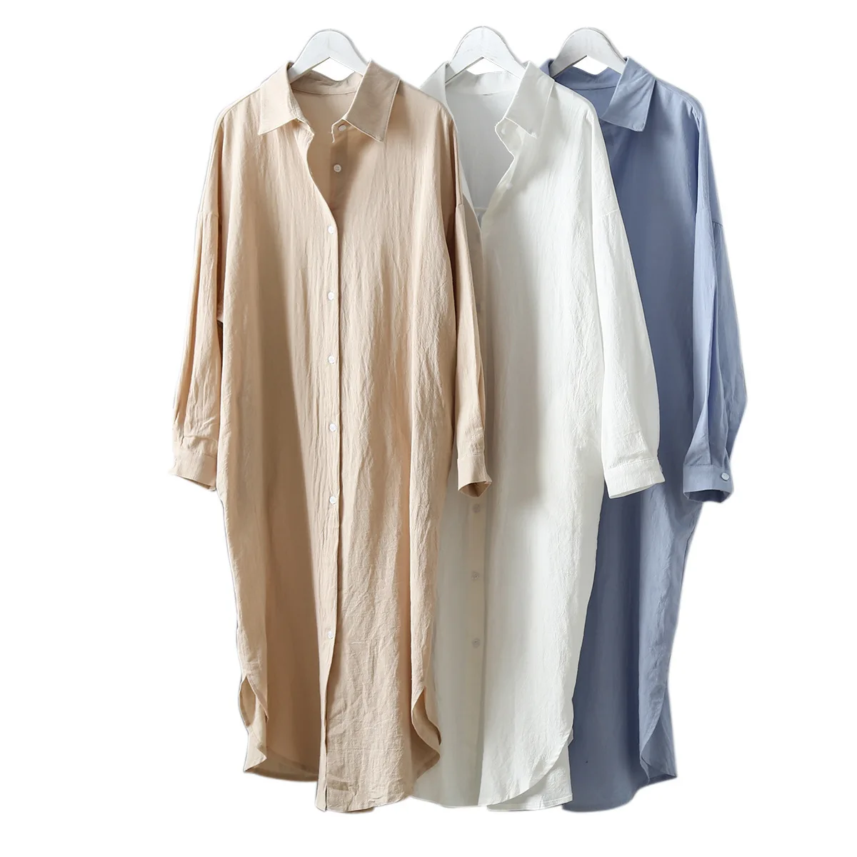 2023 Spring Elegant Long Flare Sleeve BlouseStylish Women Buttons Down Long Shirt Loose Tunic Tops Casual Solid Blusas