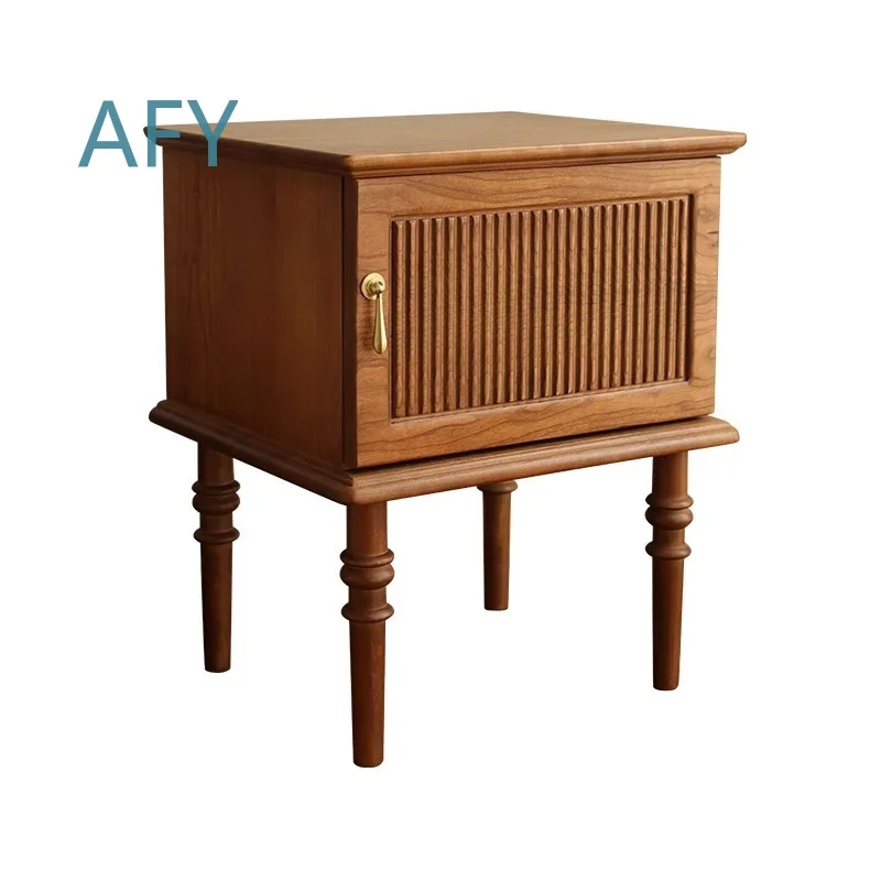 Retro Bedside Table for Solid Wood Cherry Wood Childrens Low Cabinet for Bedroom Nightstand Storage Locker Furniture