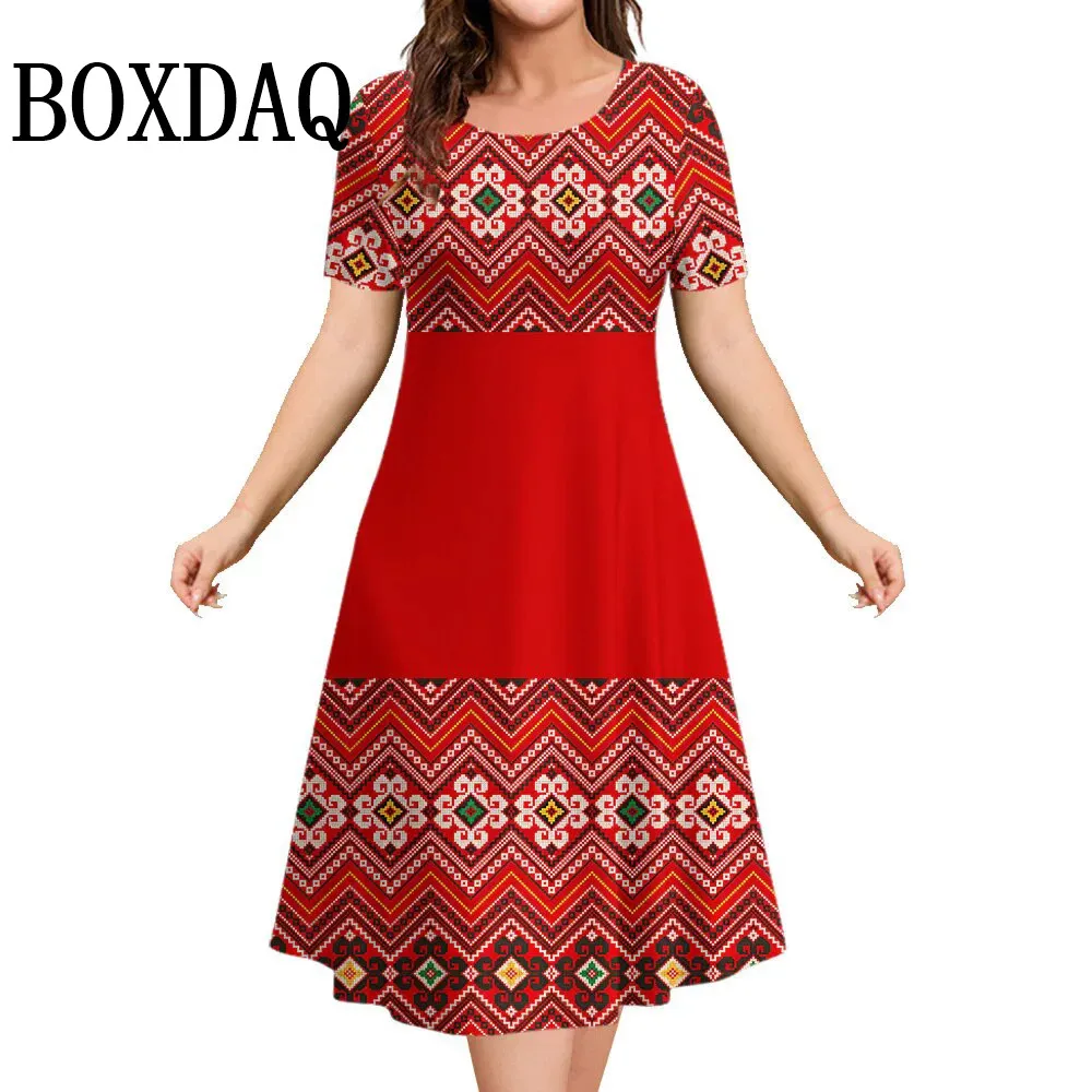 Silueta suelta del vestido bohemio vintage talla grande.