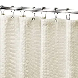 Fabric White Shower Curtain for Bathroom Spa Hotel Luxury Matt Waffle Weave Square Design Water 72