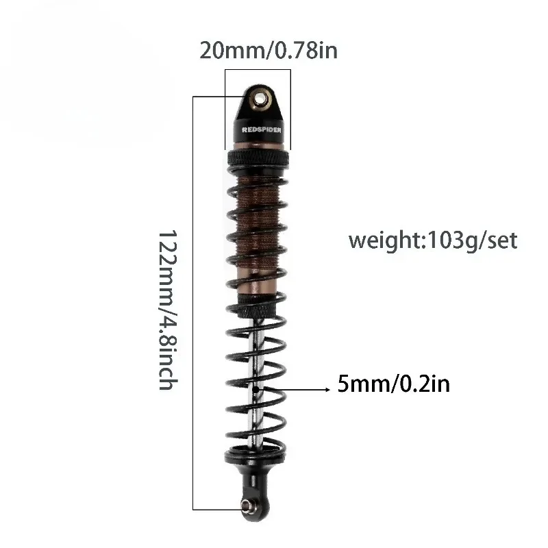 1 jeu d'amortisseurs métalliques de 120MM pour voiture RC 1/8 SLEGE traîneau volant dieu FS longueur totale Trxs