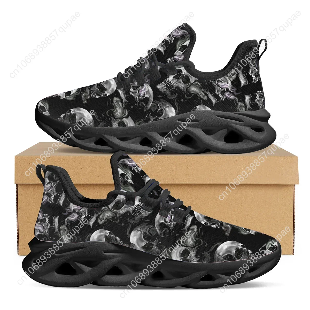 Doginthehole Gothic Skull Custom Ladies Casual Vulcanized Shoes New Comfort Jogging Shoes Fashion Lace Up Sneakers Zapatos Mujer