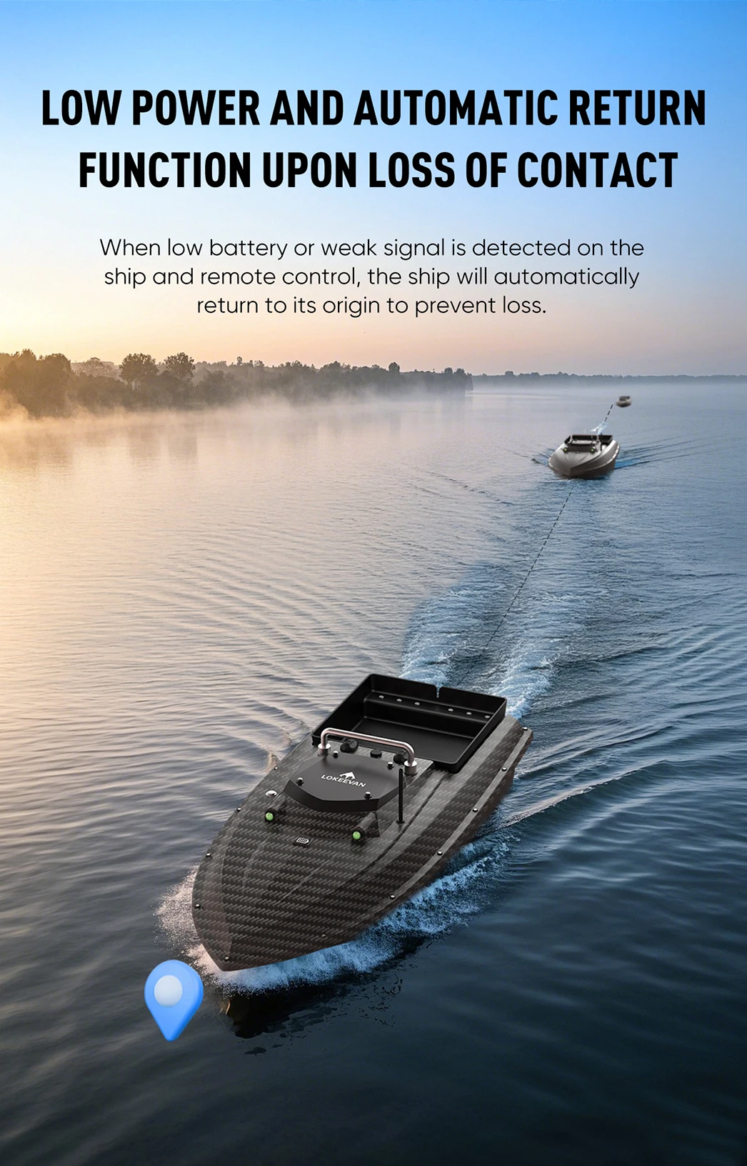 D80B Fischköderboot mit GPS, 3 kg Köderbehältern, Köderboot mit 500 m Reichweite, 46800 mAh, 2,4G-Fernbedienung, automatische Rückkehr & 100 Wegpunkte, 65 cm verlängerte Rumpflänge, 3,6 m/1S Hochgeschwindigkeits-Köderauswurf, Hakenabgabe, Schleppnetzfunktion, für Meeres- und Seefischerei. – Detail 6