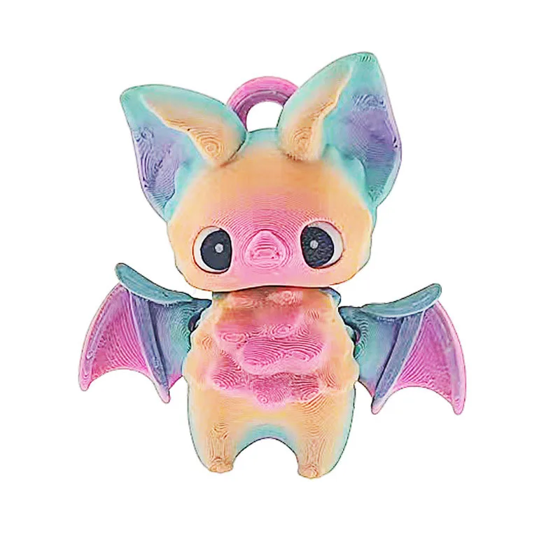 Cute Mini Bat Toy Creative 3D Printing Bat Halloween Horror Decoration Backpack Keychain Pendant Decoration Joint Movable Figure
