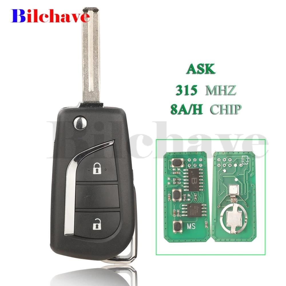 

jingyuqin ASK H-8A Chip For Toyota RAV4 Camry Hilux Corolla Car Accessories 2016-2018 315MHZ 2Buttons Flip Remote Car Key Fob