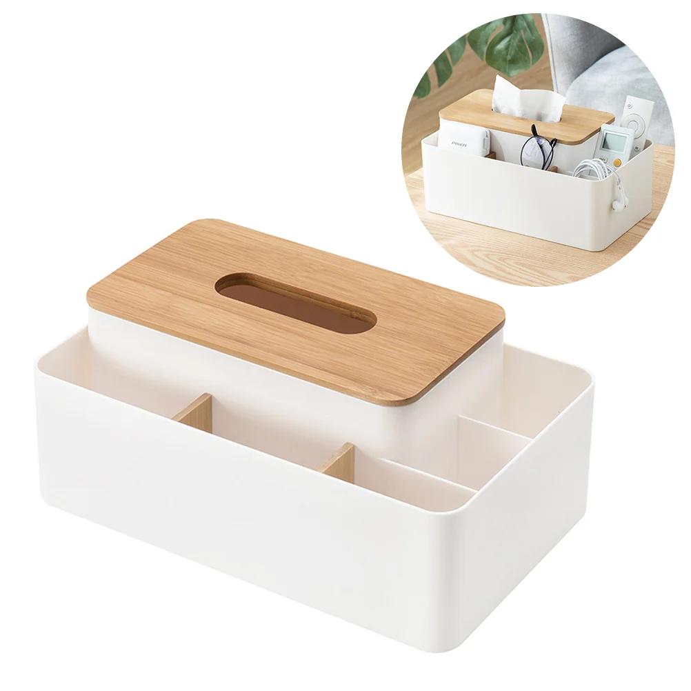 

Remote Control Paper Holder for Home Bamboo Towel Mount Napkin Storage Container