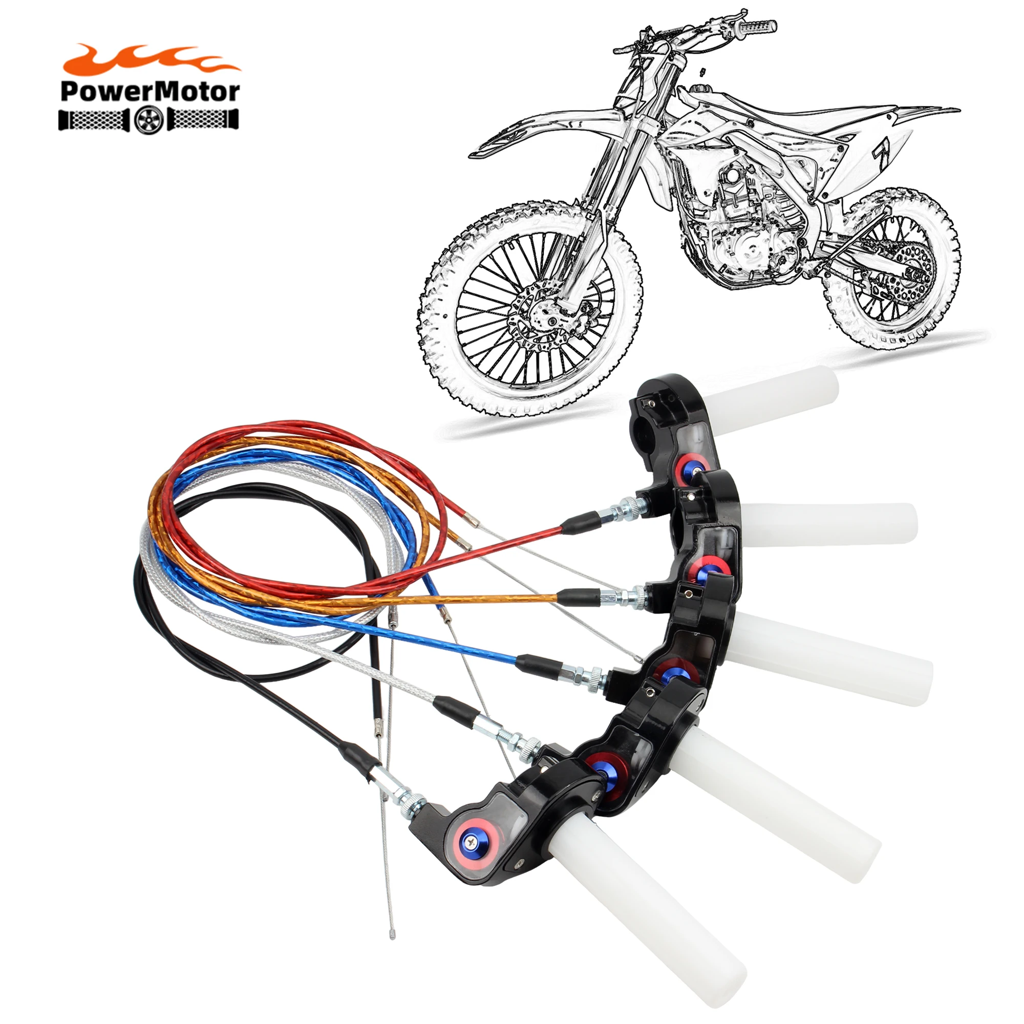 Motorcycle Grips Throttle Handle Turn Settle 1200mm Cable Plastic Aluminum for Honda Kawasaki Suzuki Dirt Bike Motocross Parts