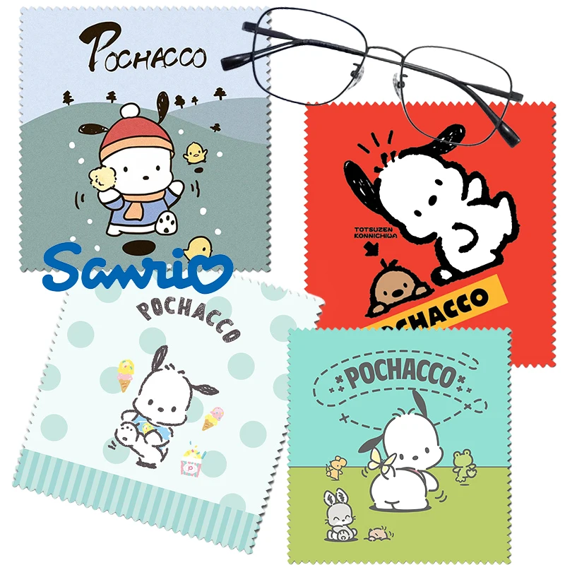 Sanrio Pochacco Eyeglasses Cloth Cartoon Glasses Cleaner Microfiber Cleaning Cloth Anime Kids Lens Phone Screen Cleaning Wipes