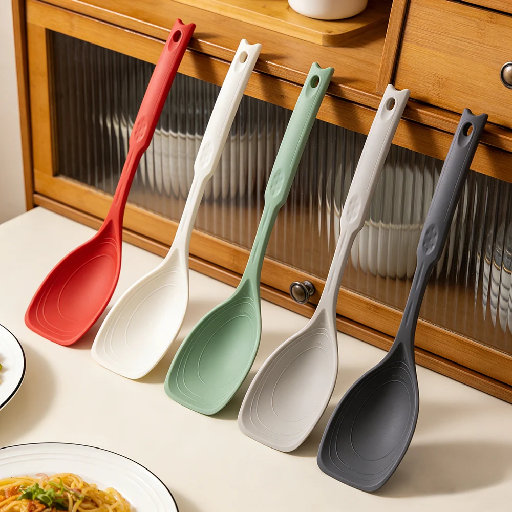 2Pcs Multi-functional Silicone Spatula Cooking Tools Soup Spoon Household Reusable Non-stick Stir-Fry Spatula Kitchen Supplies