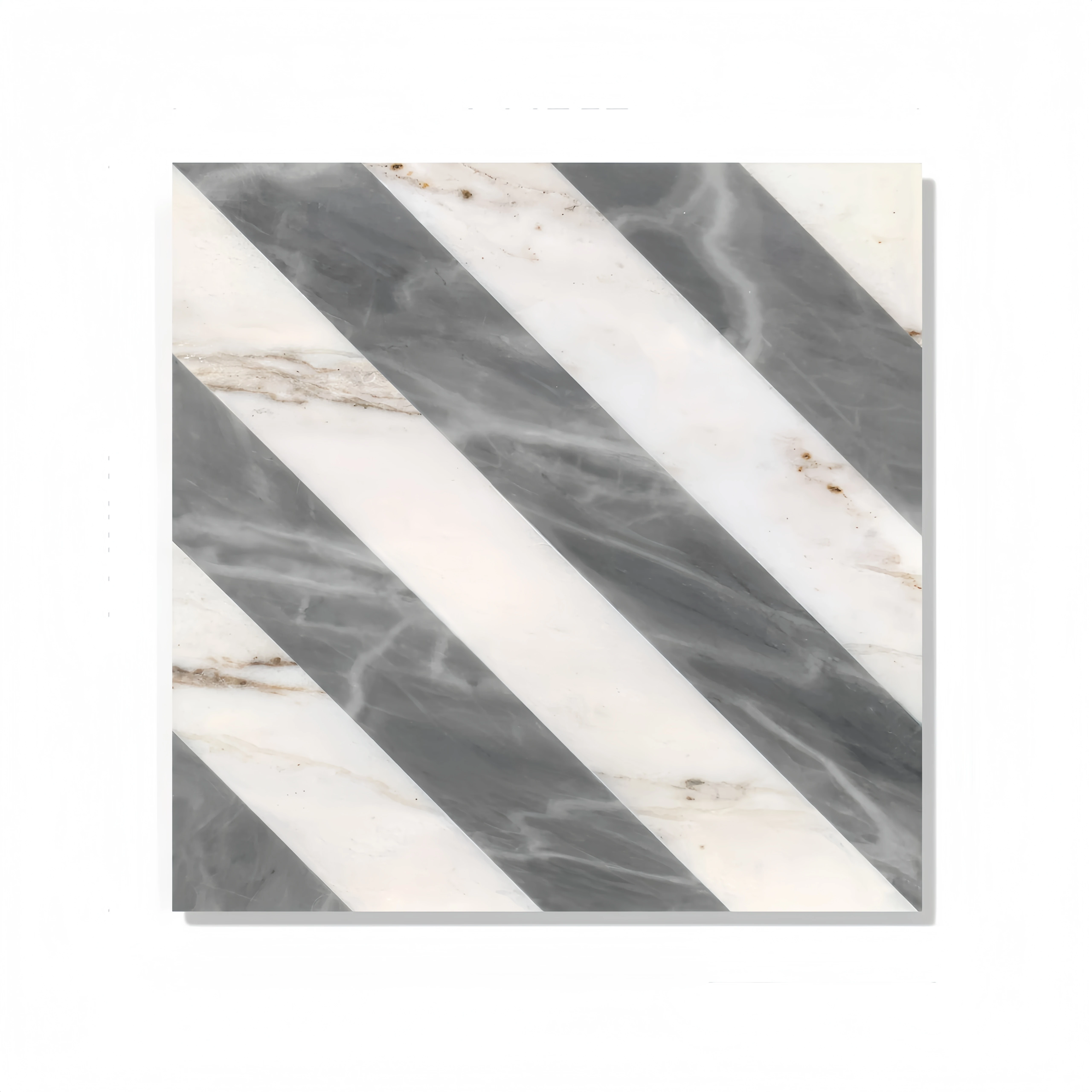 Realizza piastrelle in marmo Variazioni naturali naturali Piastrelle per ambienti Variazioni uniche Waterjet 12 * 12 Marmo a getto d'acqua, Bianco Grigio 2 colori