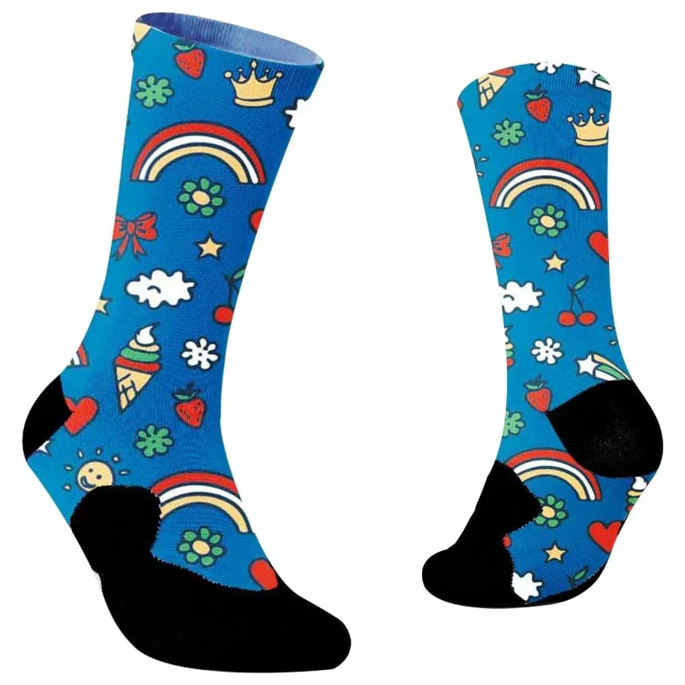 Quality Professional Pro Cycling Sock Rainbow Ice Cream Printed Socks Comfortable Road Socks Mountain Bike Socks New