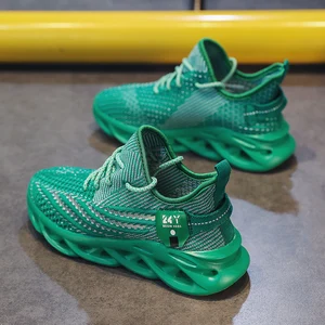Men's breathable mesh sneakers, shock absorbent sneakers, thick sole, sockbean sneakers, walking sneakers, green, blue, yellow, pink 6 Main Sales Men's Green Tenis - №3