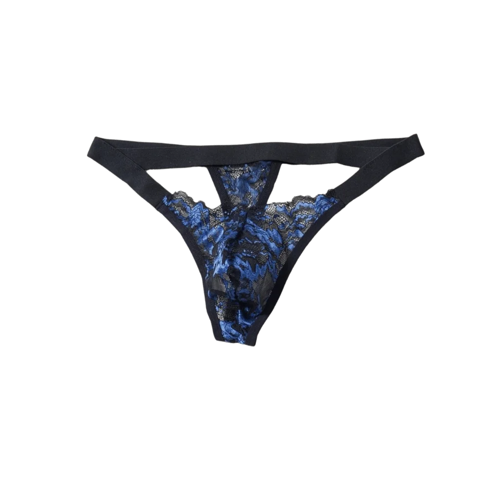 Low Waist Men's Lace Thong Underwear Transparent Mesh Sheer Panties Lingerie Bulge Pouch T-back Briefs Men Lingerie Lover Gift